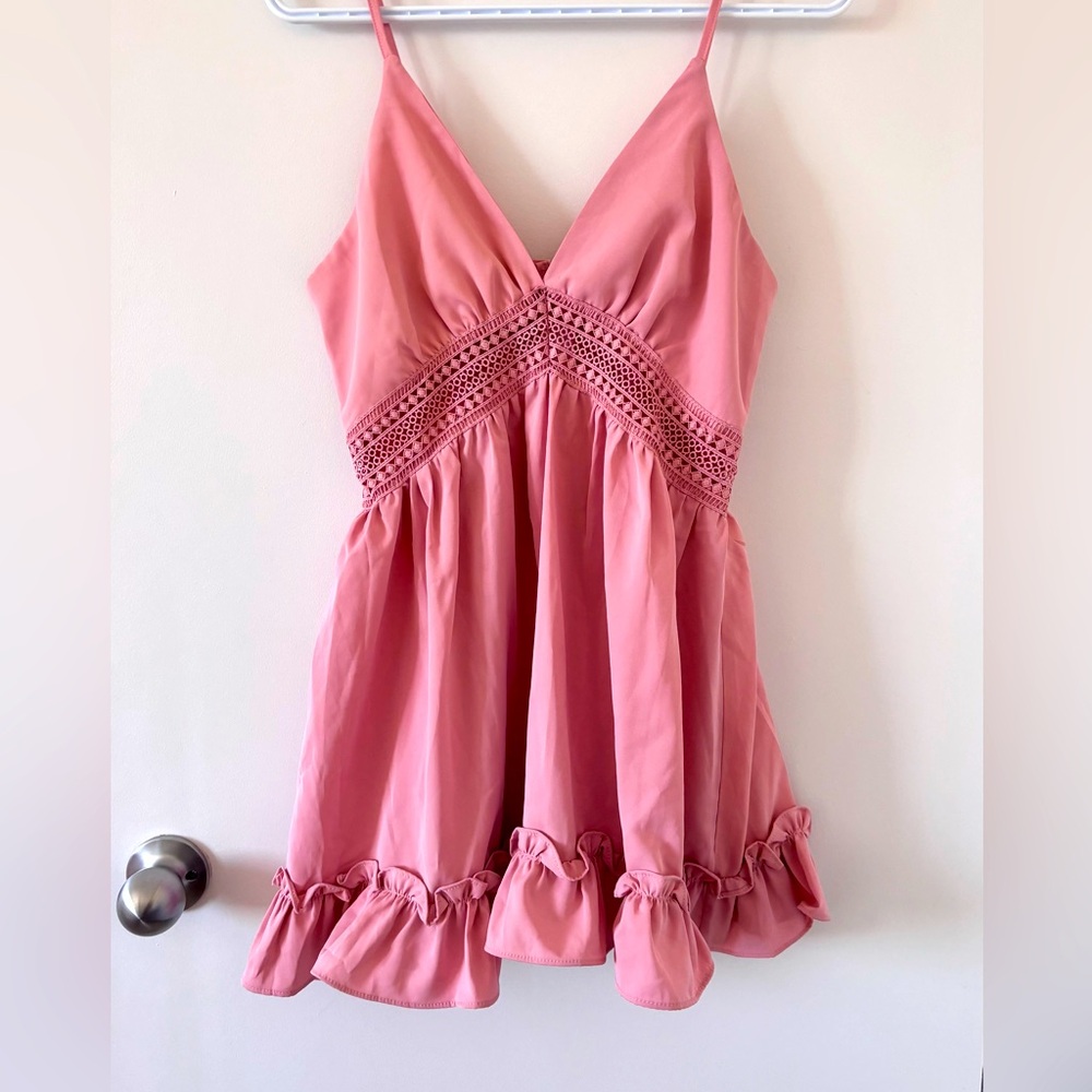 Pink Ruffle Hem Mini Dress – Size S